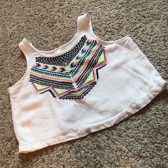 Xhilaration | neon embroidery crop top - Picture 2 of 5